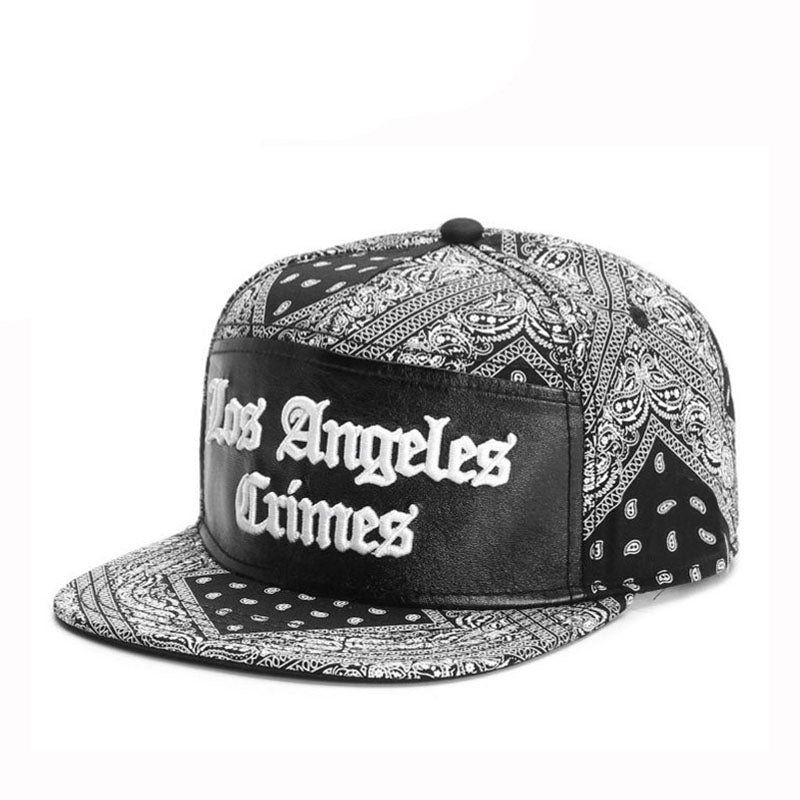 "LA Crimes Bandana" Leather Cap