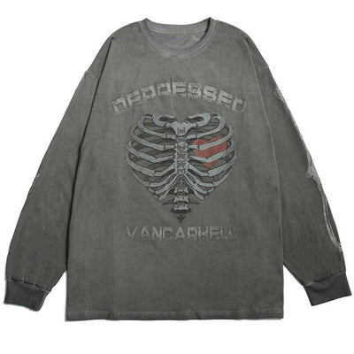 "Skeleton-Heart" Long Sleeve Tee