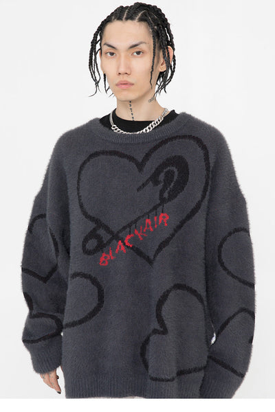 "Pin-Heart" Wool Sweater